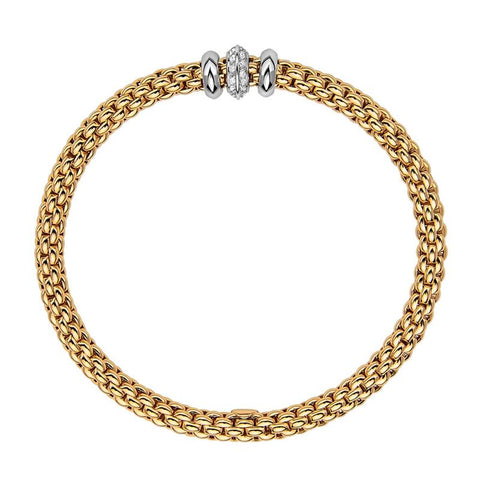 Fope Flex'it Solo 18ct Yellow Gold 0.17ct Diamond Bracelet, 653B/BBR.