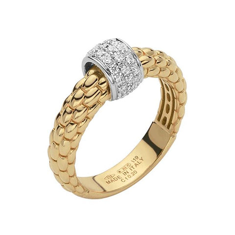 Fope Flex'it Solo 18ct Yellow Gold 0.20ct Diamond Ring, AN635/PAVE.