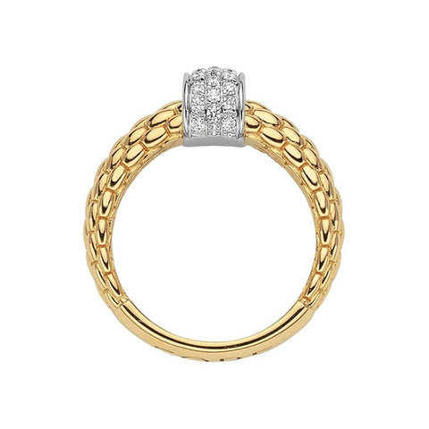 Fope Flex'it Solo 18ct Yellow Gold 0.20ct Diamond Ring, AN635/PAVE.