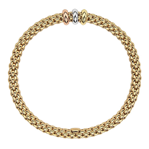 Fope Flex'it Solo 18ct Yellow Gold Mixed Rondelle Bracelet, 653B.