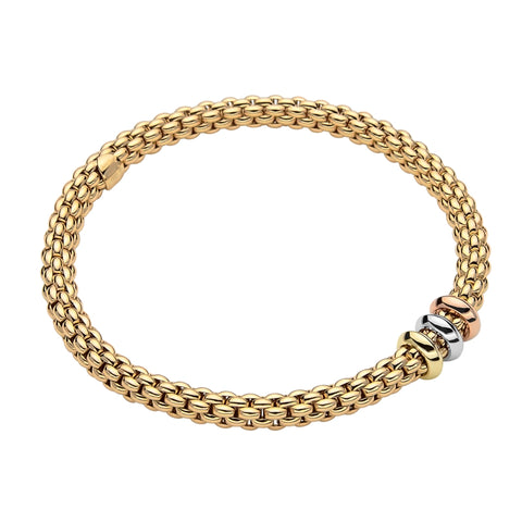 Fope Flex'it Solo 18ct Yellow Gold Mixed Rondelle Bracelet, 653B.