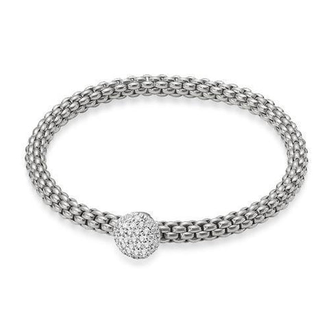 Fope Flex'it Solo 18ct White Gold 0.41ct Diamond Bracelet, 647B/PAVE.