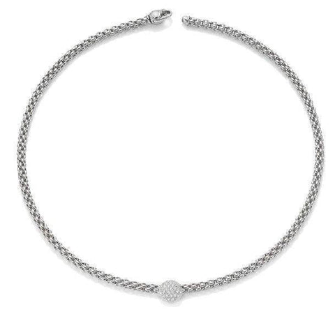 Fope Flex'it Solo 18ct White Gold 0.41ct Diamond Necklace, 647C/PAVE.