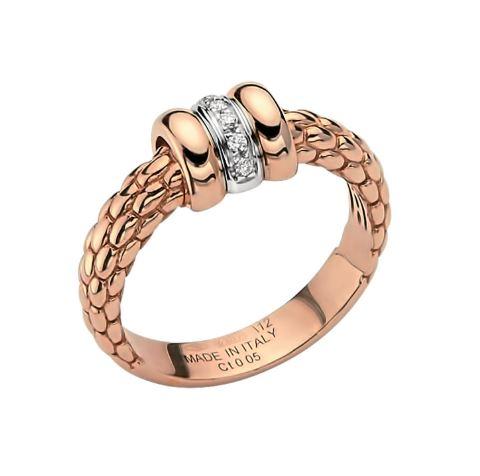 Fope Flex'it Solo 18ct Rose Gold 0.05ct Diamond Ring, AN621/BBR.