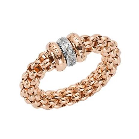 Fope Flex'it Solo 18ct Rose Gold 0.10ct Diamond Ring, AN626/BBR.