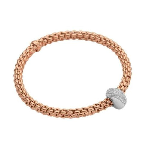 Fope Flex'it Solo 18ct Rose Gold 0.43ct Diamond Bracelet, 644B/PAVE.