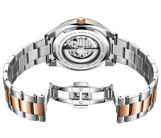 Rotary Henley Two Tone Rose Serrated Bezel Mens Watch D