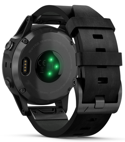 Garmin Watch Fenix 5 Plus Sapphire Black Leather Band D