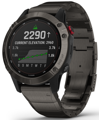 Garmin Watch Fenix 6 Pro Solar Titanium Carbon Gray DLC With Titanium DLC Band 010-02410-23