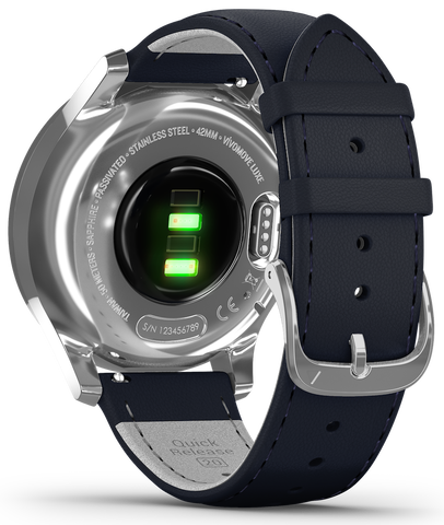 Garmin Vivomove Luxe Steel Case Navy Leather D