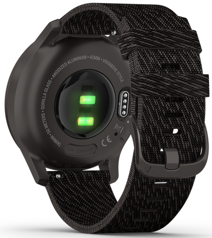 Garmin Vivomove Style Graphite Aluminium Case Black Pepper Nylon