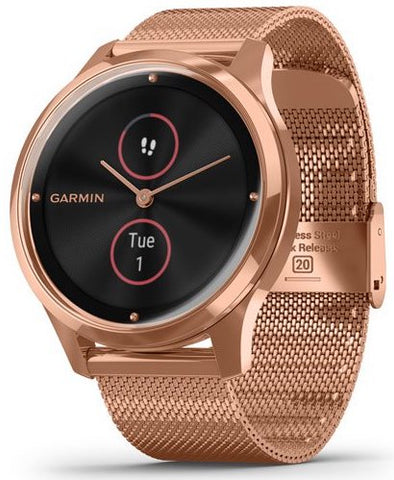 Garmin Watch Vivomove Luxe Rose Gold PVD Milanese Bracelet 010-02241-04