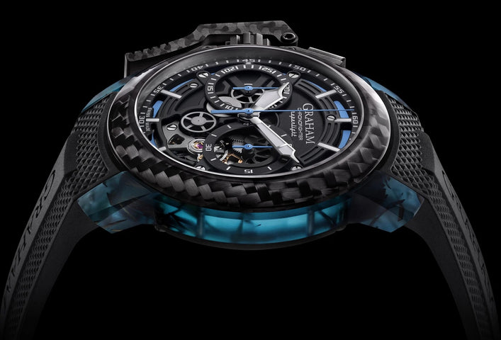 Graham Chronofighter Superlight Carbon Strip Skeleton Blue Watch