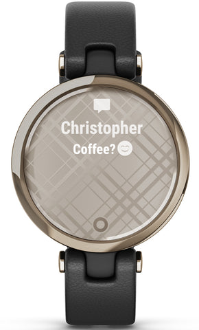 Garmin Lily Cream Gold Black Case and Italian Leather Band