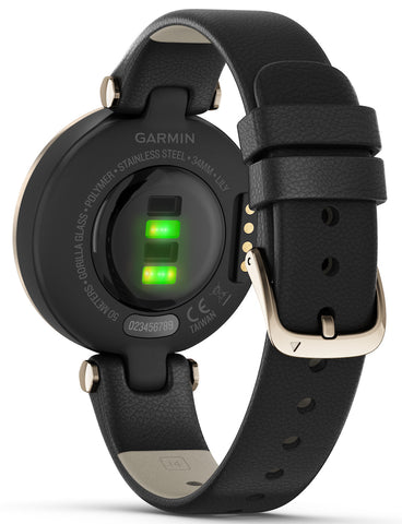 Garmin Lily Cream Gold Black Case and Italian Leather Band