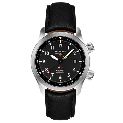 Bremont Watch MBII Custom Stainless Steel Black Dial with Purple Barrel & Open Case Back