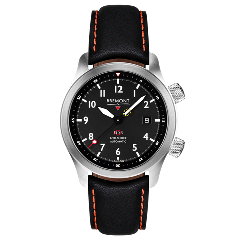 Bremont Watch MBII Custom Stainless Steel Black Dial with Purple Barrel & Open Case Back