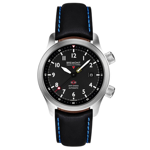 Bremont Watch MBII Custom Stainless Steel Black Dial with Purple Barrel & Open Case Back