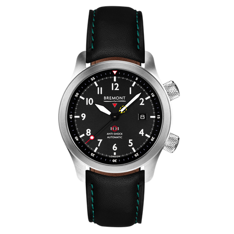 Bremont Watch MBII Custom Stainless Steel Black Dial with Purple Barrel & Open Case Back