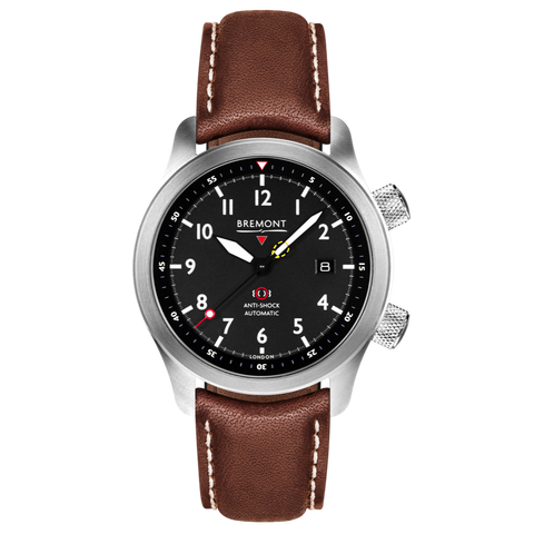 Bremont Watch MBII Custom Stainless Steel Black Dial with Purple Barrel & Open Case Back