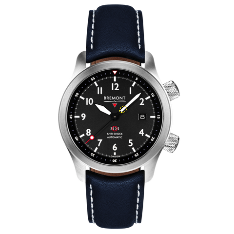 Bremont Watch MBII Custom Stainless Steel Black Dial with Purple Barrel & Open Case Back
