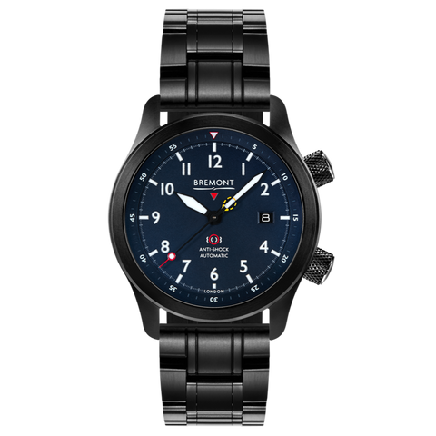 Bremont Watch MBII Custom DLC Blue Dial with Blue Barrel & Closed Case Back