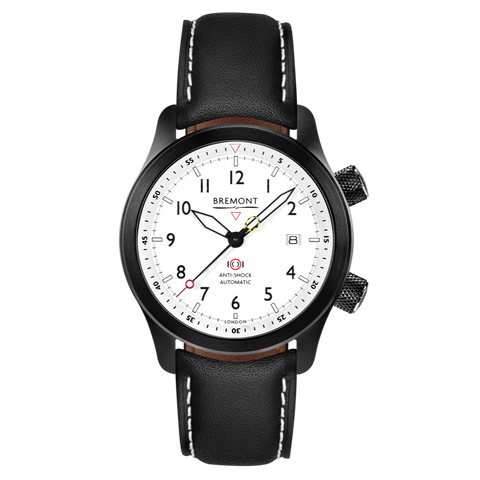 Bremont Watch MBII Custom DLC White Dial with Orange Barrel & Open Case Back