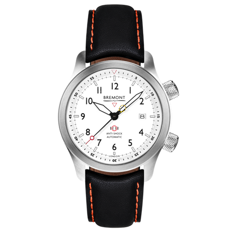 Bremont Watch MBII Custom Stainless Steel White Dial with Anthracite Barrel & closed Case Back