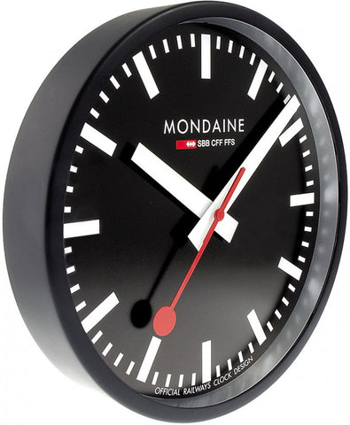 Mondaine Wall Clock Black Frame 25cm A990.CLOCK.64SBB