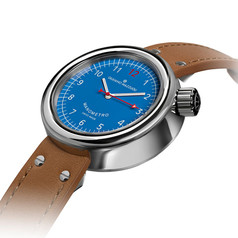 Giuliano Mazzuoli Manometro Polished Blue Watch
