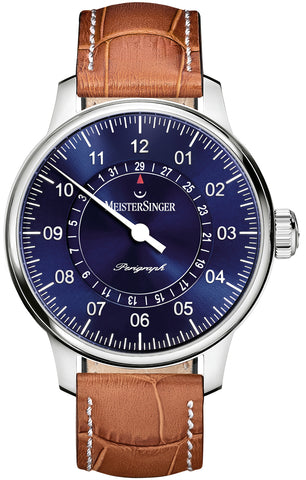 MeisterSinger Watch Perigraph AM1008 Croco Print Cognac