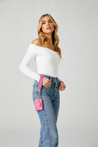 WOLF Mimi Collection Leather Pink Credit Card Holder with Wristlet