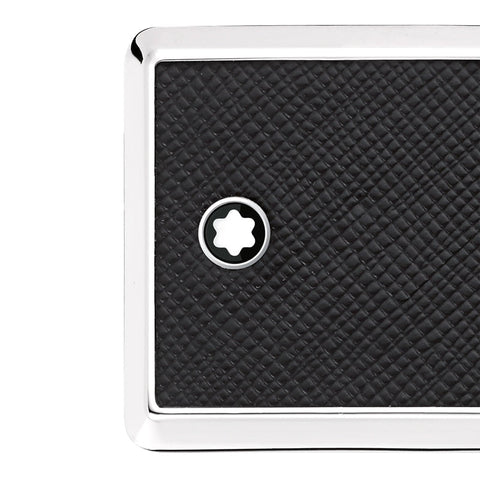 Montblanc Belt Rectangular Framed Black Saffiano Printed Leather And Stainless Steel Plate Buckle Black 114421