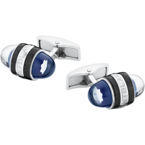 Montblanc Blue Resin Steel Cufflinks 125972