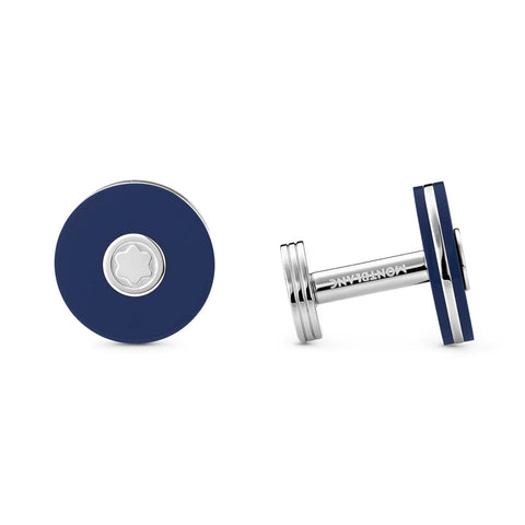 Montblanc Cufflinks Stainless Steel Blue Resin Star, 123812