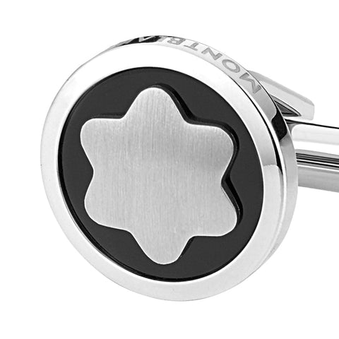 Montblanc Cufflinks Stainless Steel Onyx Star, 116661