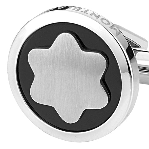 Montblanc Cufflinks Stainless Steel Onyx Star, 116661