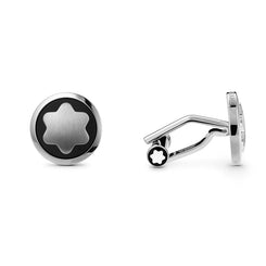 Montblanc Cufflinks Stainless Steel Onyx Star, 116661