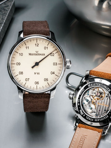 MeisterSinger N. 01 Mens Suede Dark Brown Watch
