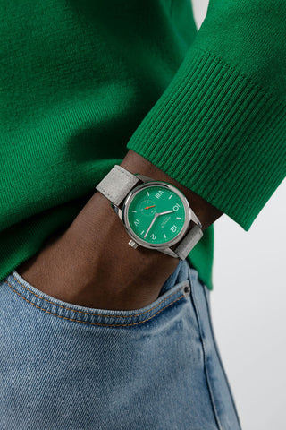 Nomos Glashutte Club Campus 38 Electric Green Steel Back Watch