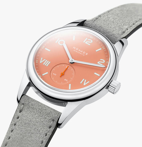 Nomos Glashutte Club Campus Cream Coral Steel Back Watch
