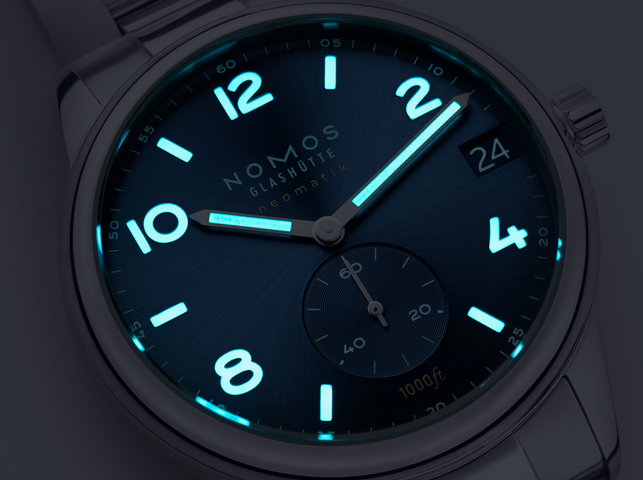 Nomos Glashutte Club Sport Neomatik 42 Date Blue Sapphire Crystal Watch