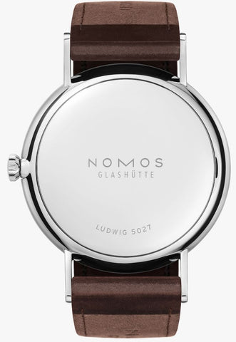 Nomos Glashutte Ludwig 38 White Enamel Steel Back Watch