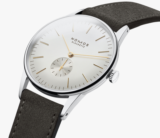 Nomos Glashutte Orion 38 Silver Steel Back Watch