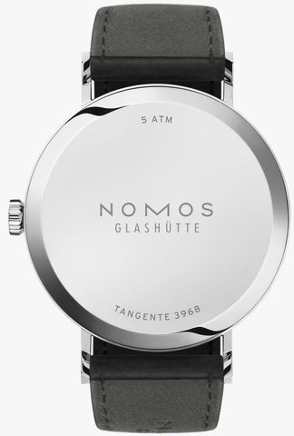Nomos Glashutte Tangente Neomatik 39 Platinum Grey Steel Back Watch