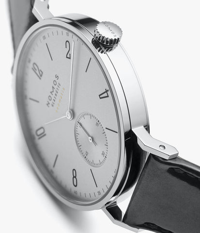 Nomos Glashutte Tangente Neomatik 39 Platinum Grey Steel Back Watch