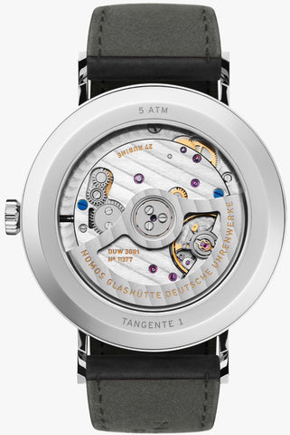 Nomos Glashutte Tangente Neomatik 39 Platinum Grey Sapphire Crystal Watch