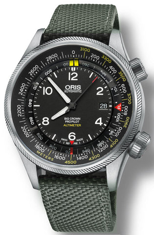 Oris Watch Big Crown ProPilot Altimeter Meters Textile Olive 01 733 7705 4164 Textile Olive
