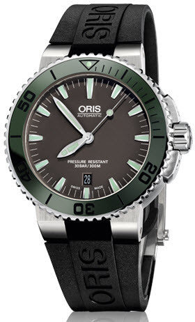 Oris Watch Aquis Date Dark Green Rubber 01 733 7653 4157-07 4 26 34EB