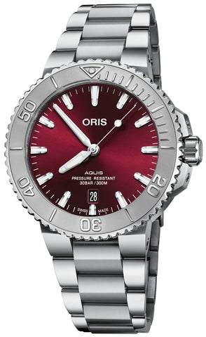 Oris Watch Aquis Date Sunray Cherry Red Bracelet 01 733 7766 4158-07 8 22 05PEB